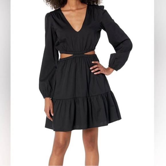 Women's The Drop Sita Short Black Sateen Cut Out Cotton Dress Size XXL - Picture 3 of 8